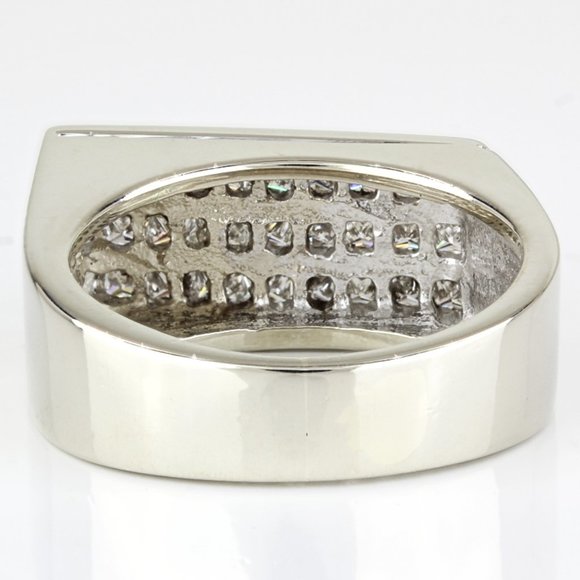 14k White Gold Princess-Cut Diamond Modern Offset Anniversary Band Cocktail Ring - Picture 6 of 9